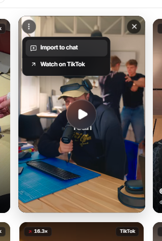 Add a Discover video or your own video into the chat with one click.